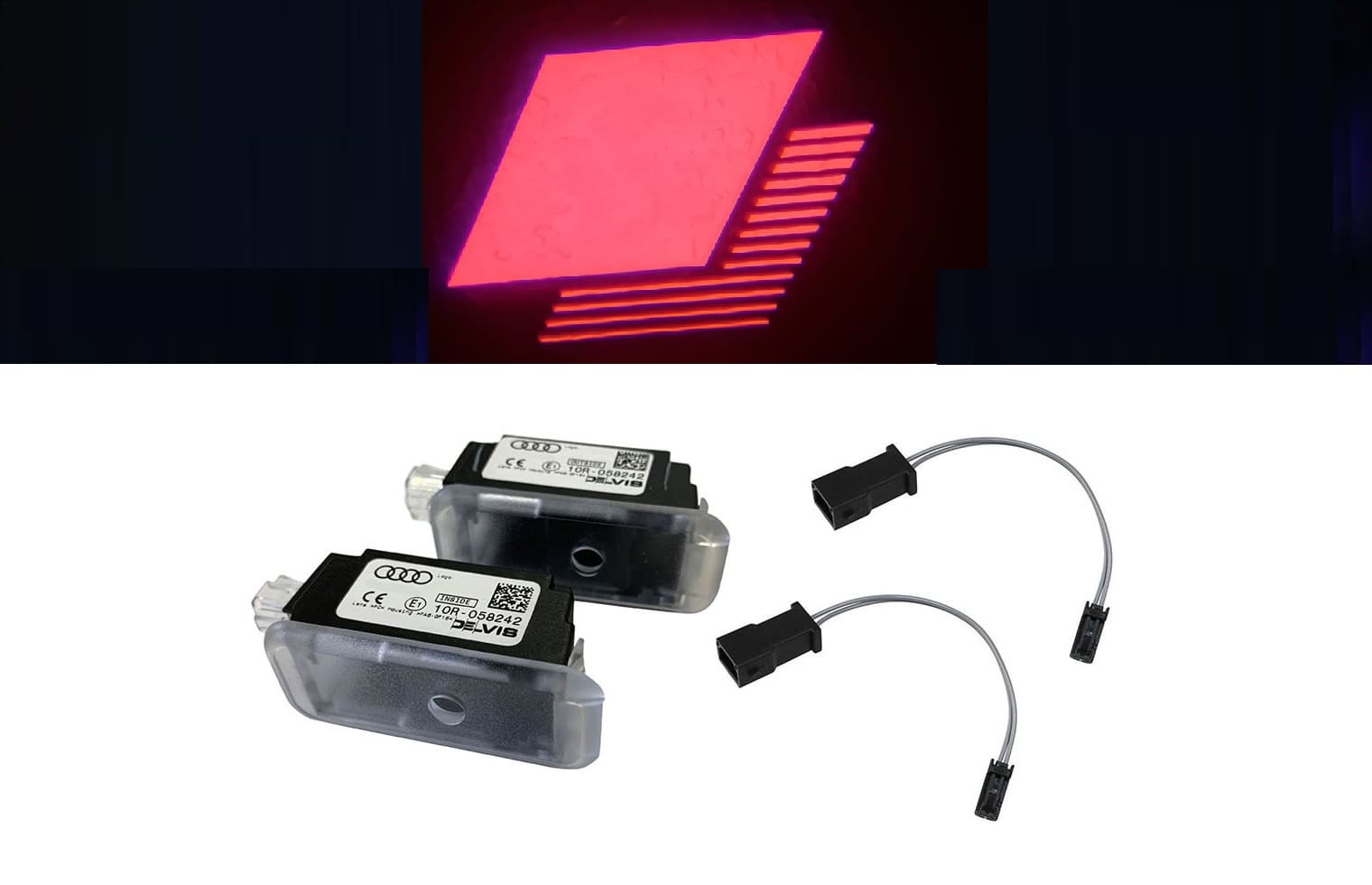 Original Audi Sport Raute Edition LED Einstiegsbeleuchtung Logo Türe Projektor + Adapter SET für viele Audi