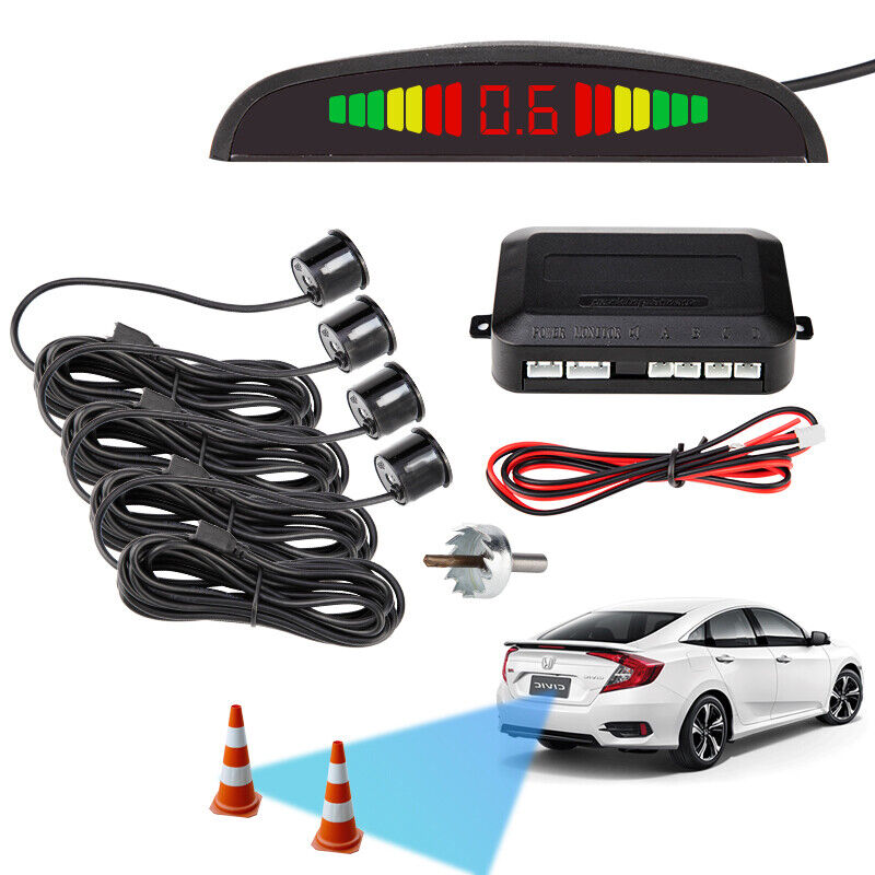 Universal PKW Einparkhilfe Rückfahrwarner PDC 4x Sensor zum nachrüsten Universal