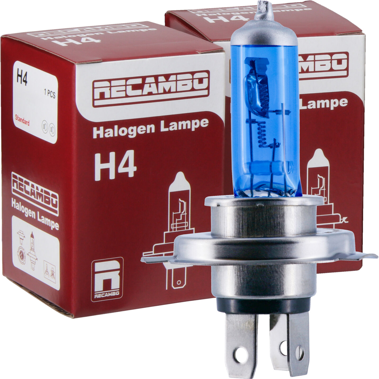2x H4 / 75 70W 24V für LKW Truck Xenon Look Super White Birnen Lampen Blaues Glas E-Prüfzeichen