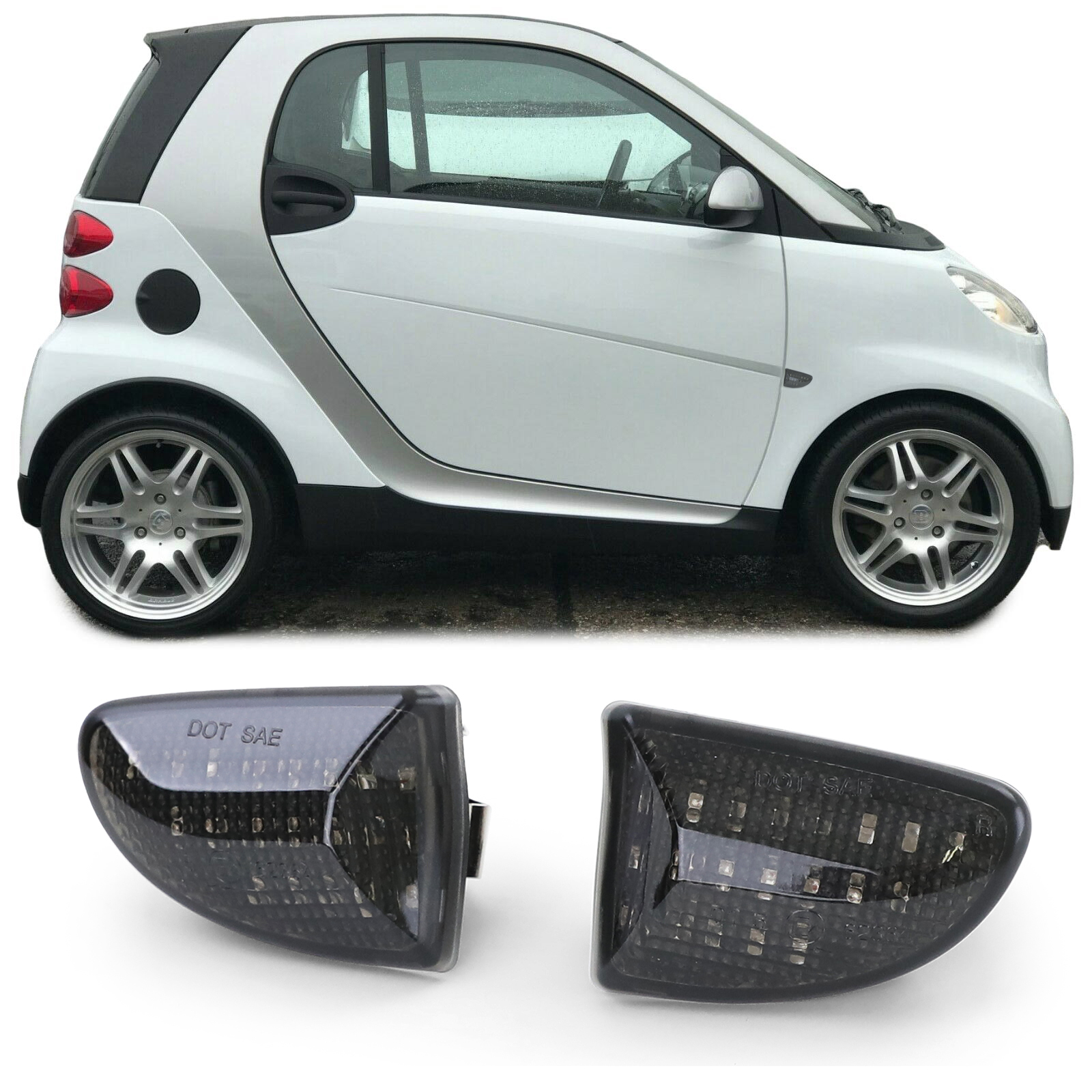 LED Seitenblinker Blinker Schwarz für Smart Fortwo Cabrio Coupe 451 ab 2007-2015