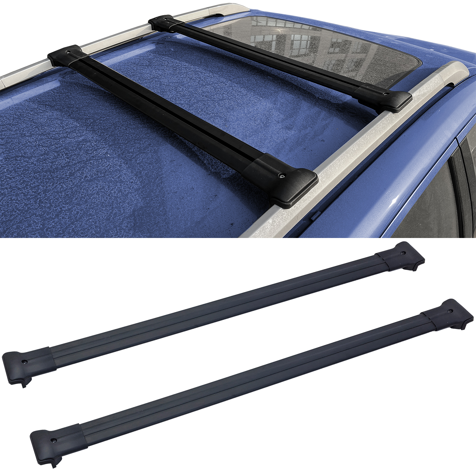 Dachträger Querstreben Alu Schwarz für VW T6 T6.1 2015-2024