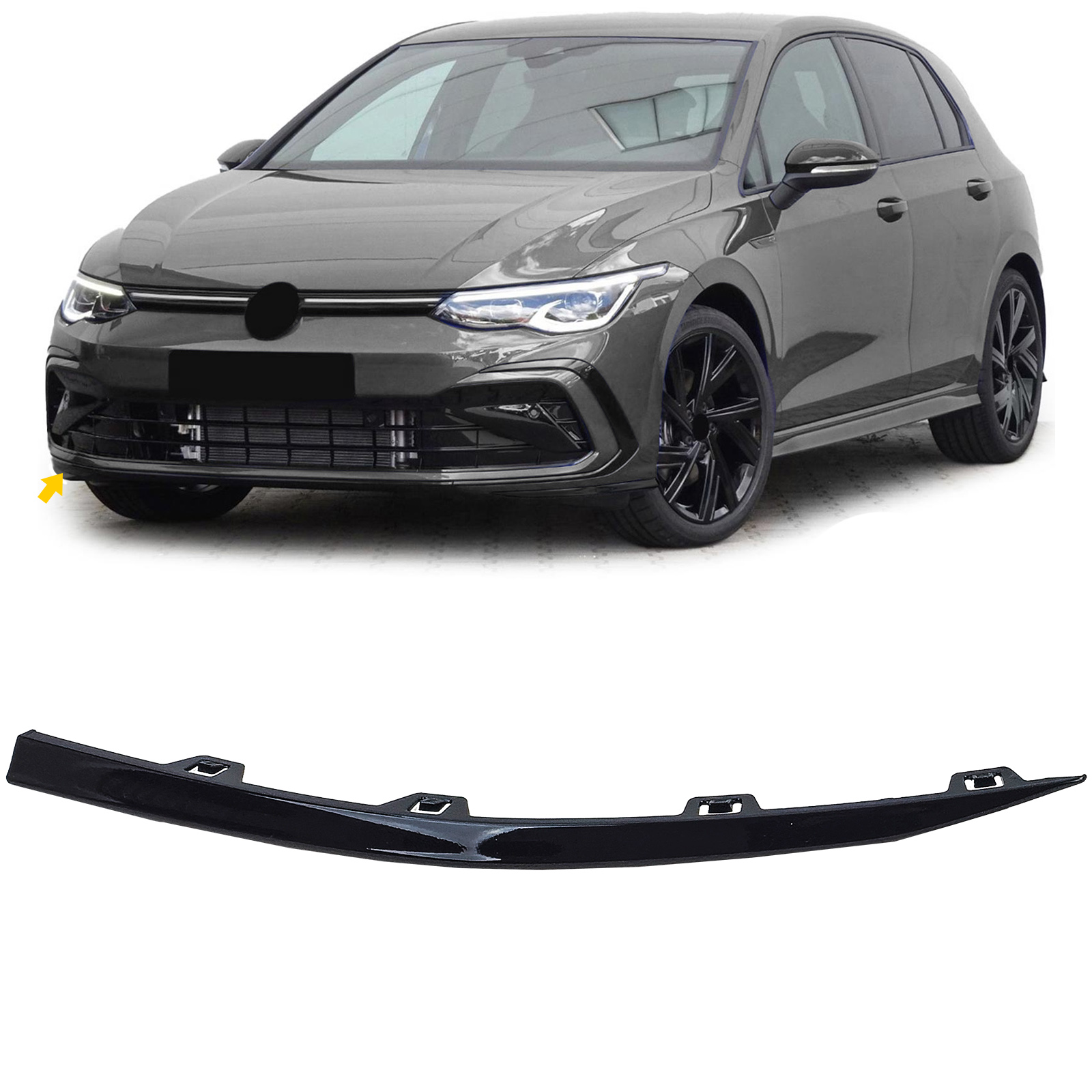 Stoßstange Spoiler Leiste Frontspoiler GLANZ RECHTS für VW Golf 8 VIII GTI GTD R-Line 2019-2024