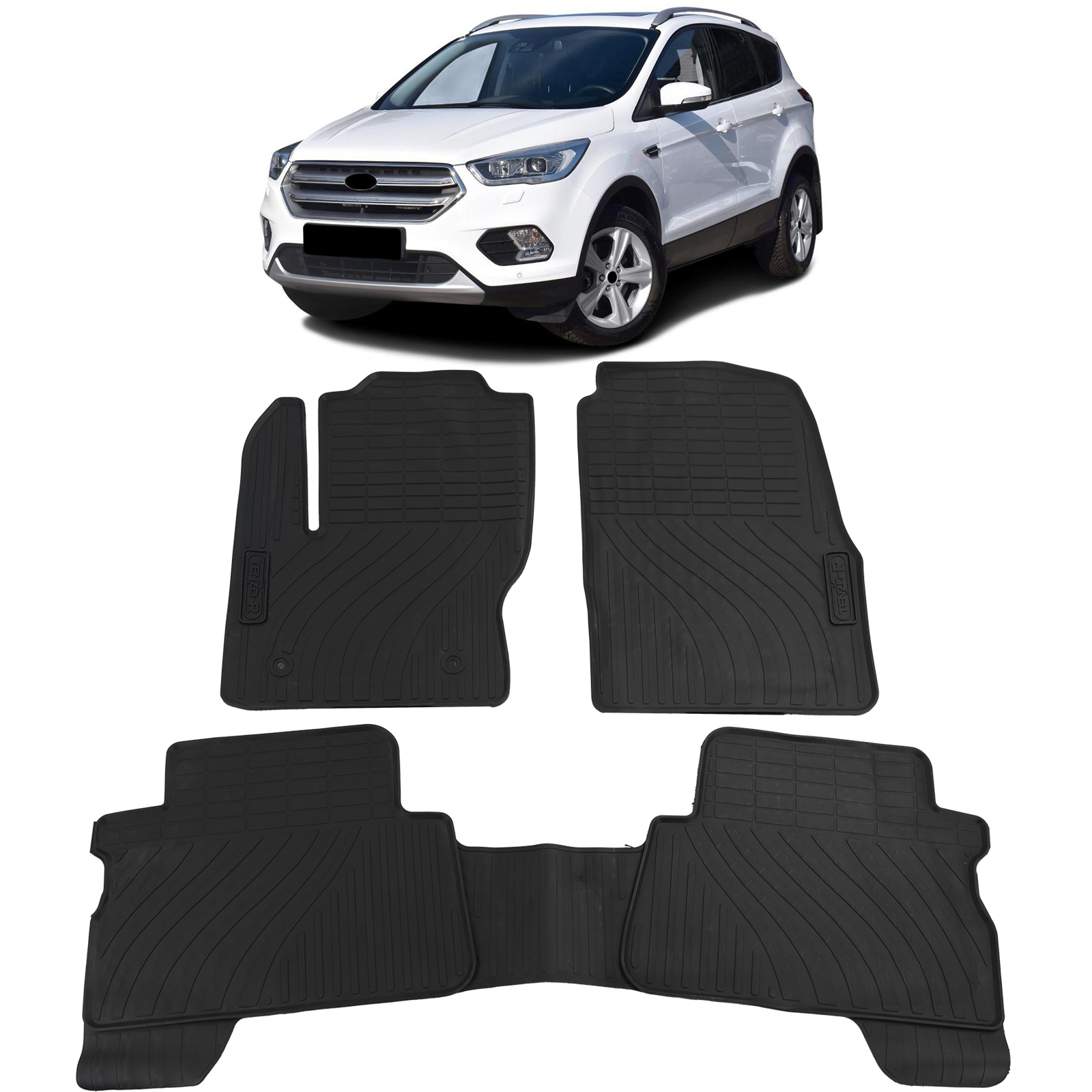 Premium Gummi Fußmatten Gummifußmatten VORN + HINTEN für Ford Kuga 2 II Typ DM2 ab 2012-2022