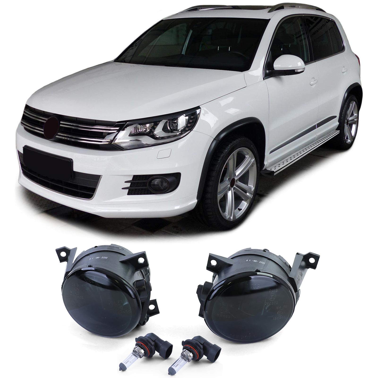 Klarglas Nebelscheinwerfer Schwarz für VW Caddy III 2K Eos Polo 6R Tiguan 5N Touran 1T