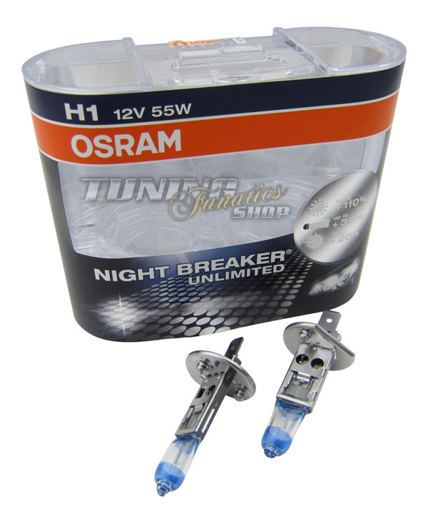 2x Osram H1 NightBreaker UNLIMITED Plus +110% 55W Birnen für ABBLENDLICHT