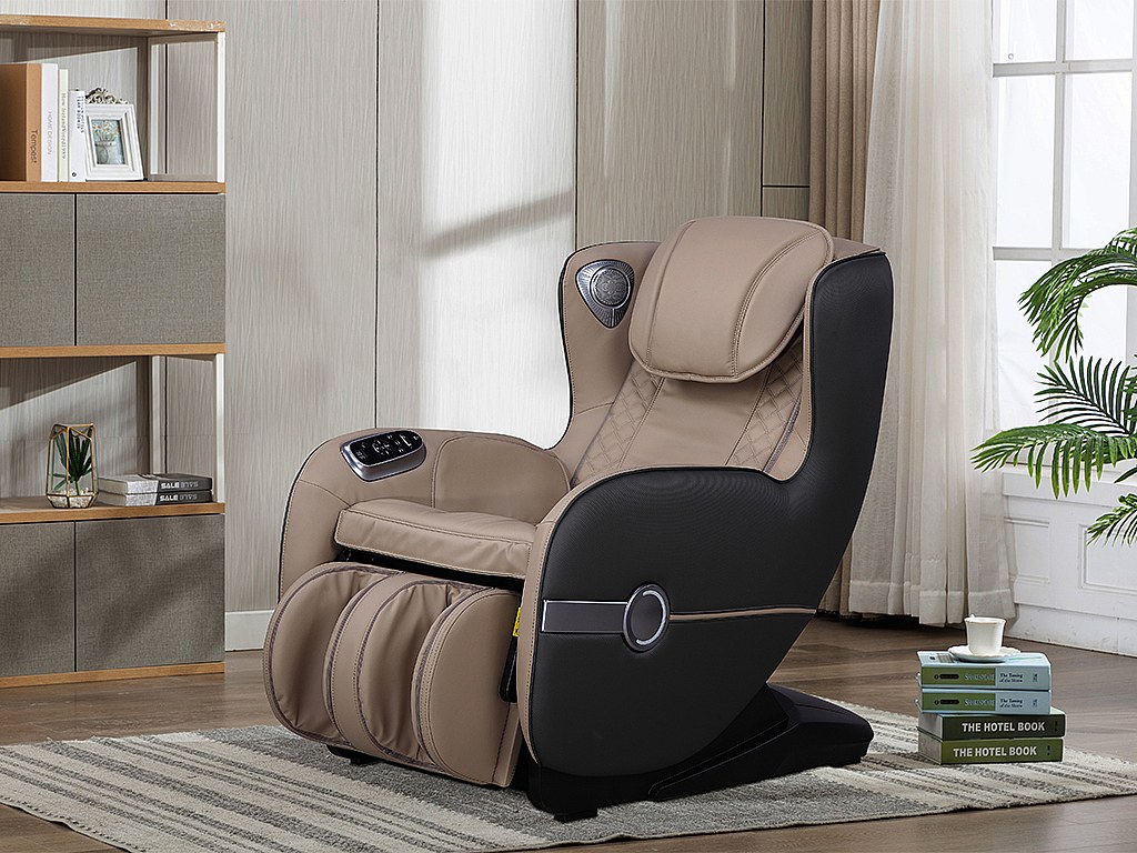 Massagesessel mit LEDs & Bluetooth - Kunstleder - Beige - KASOU