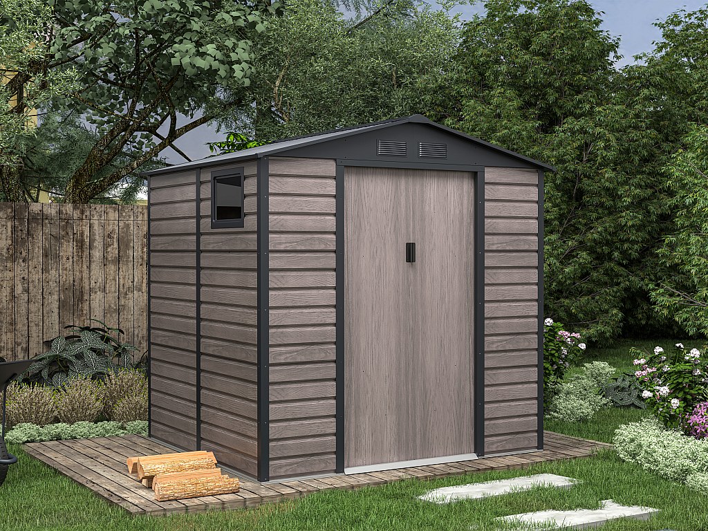 Gartenhaus Gerätehaus - 4,15 m² - Stahl - Holz-Optik - Grau - ADELMO