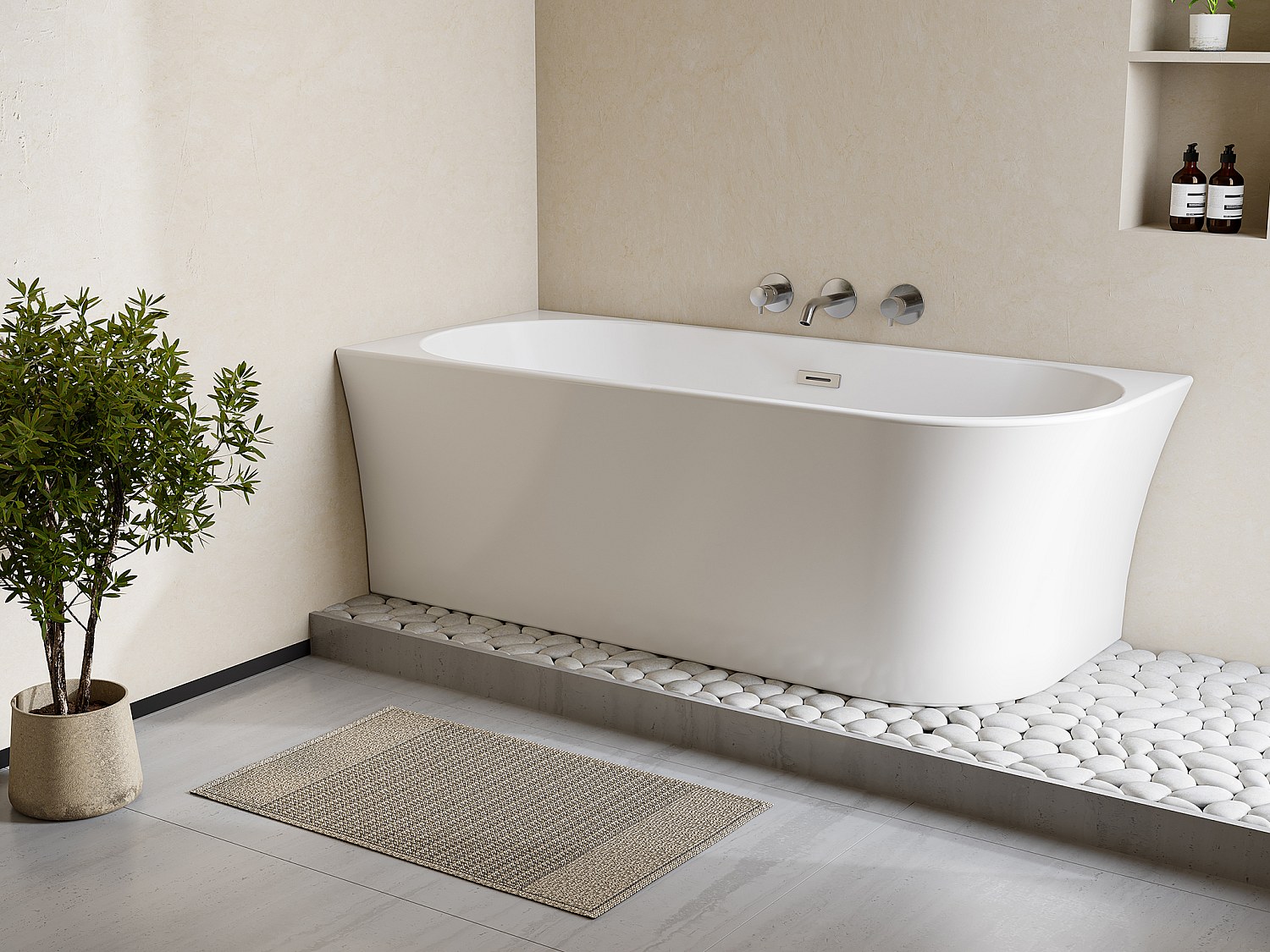 Eckbadewanne - 201 L - 150 x 75 x 59 cm - Acryl - Weiß - Ecke links - PONTICOLA