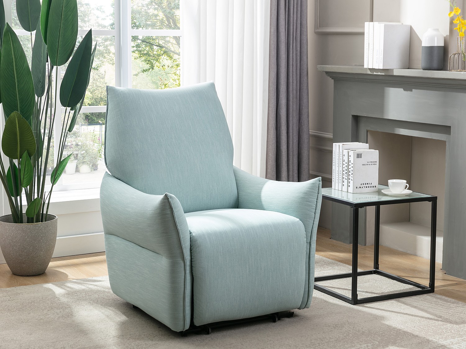Relaxsessel elektrisch - Stoff - Hellblau - MODOC