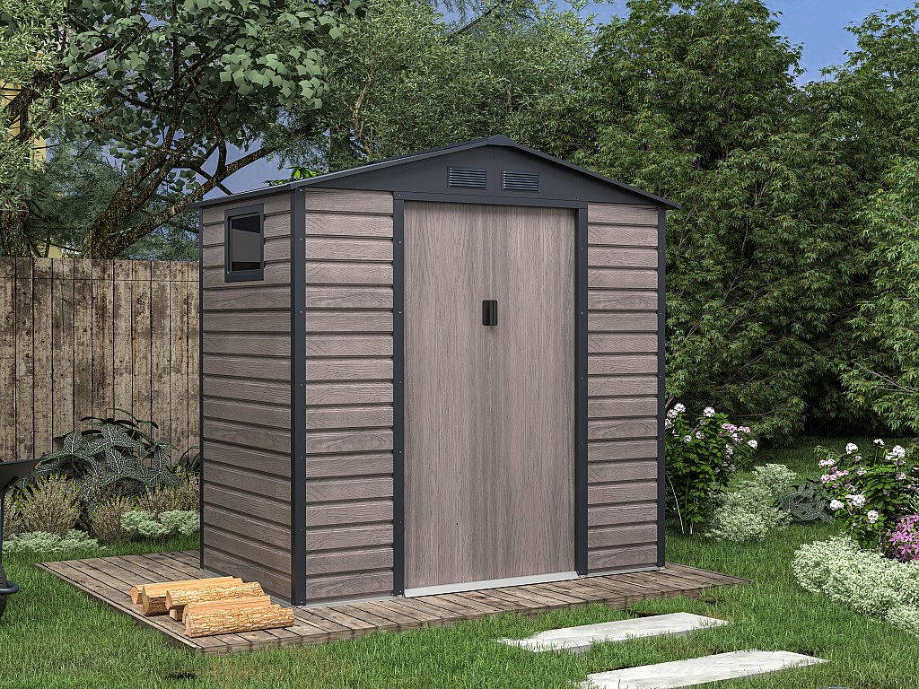 Gartenhaus Gerätehaus - 2,79 m² - Stahl - Holz-Optik - Grau - ADELMO