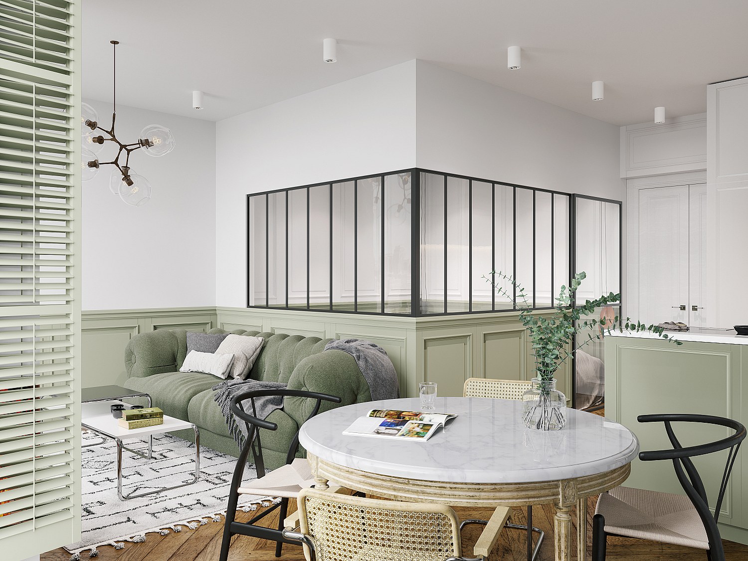 Glaswand Ecklösung - 210 x 210 x 105 cm - thermolackiertes Aluminium - Schwarz - BAYVIEW