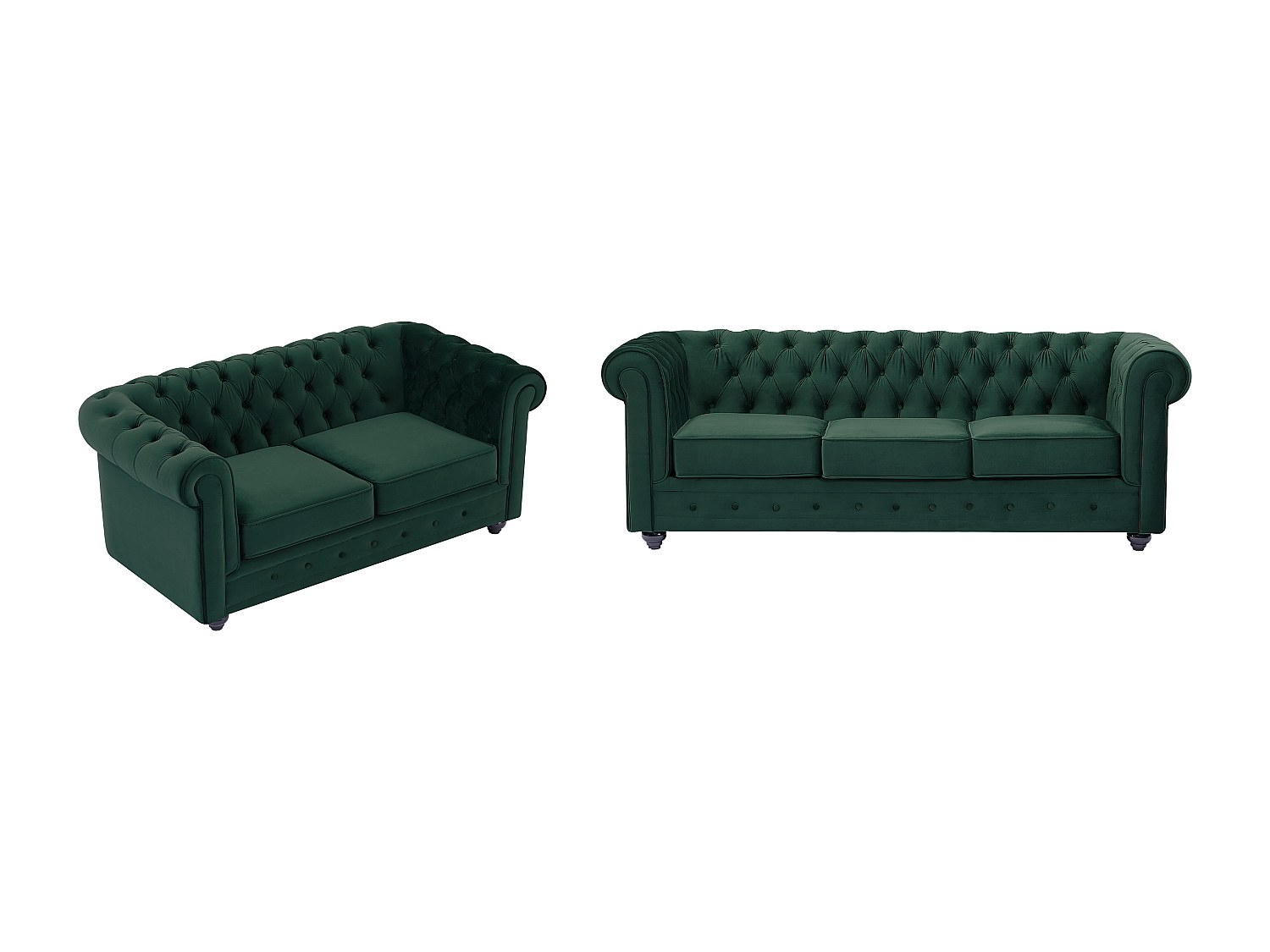 Sofas 3-Sitzer & 2-Sitzer - Samt - Grün - CHESTERFIELD