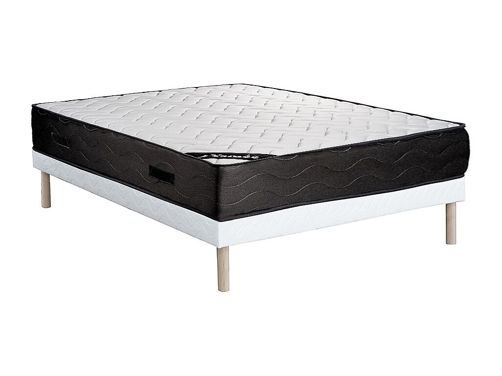 Set aus Bettgestell + Matratze - 140 x 190 cm - 7-Zonen-Taschenfederkern & Memory Schaum - MERISI von YSMÉE