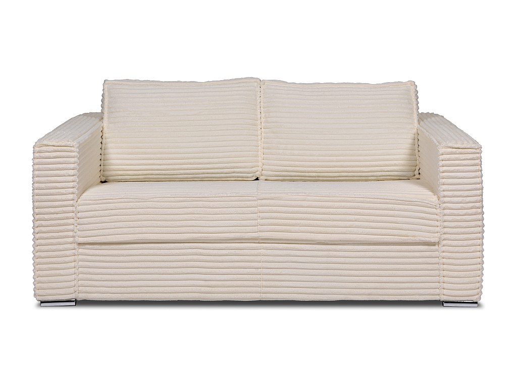 Schlafsofa mit Matratze 3-Sitzer - grob gerippter Cord - Beige - Liegefläche 140 cm - Matratze 14 cm - LORETO