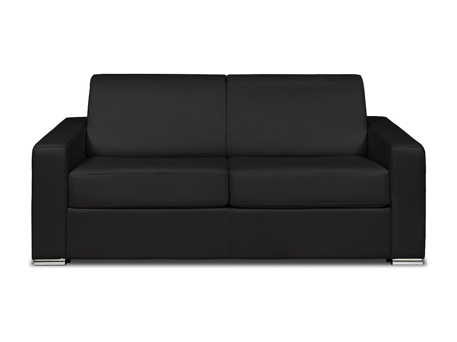 Schlafsofa mit Matratze 3-Sitzer - Büffelleder - Schwarz - Liegefläche 140 cm - Matratze 14 cm - CALITO