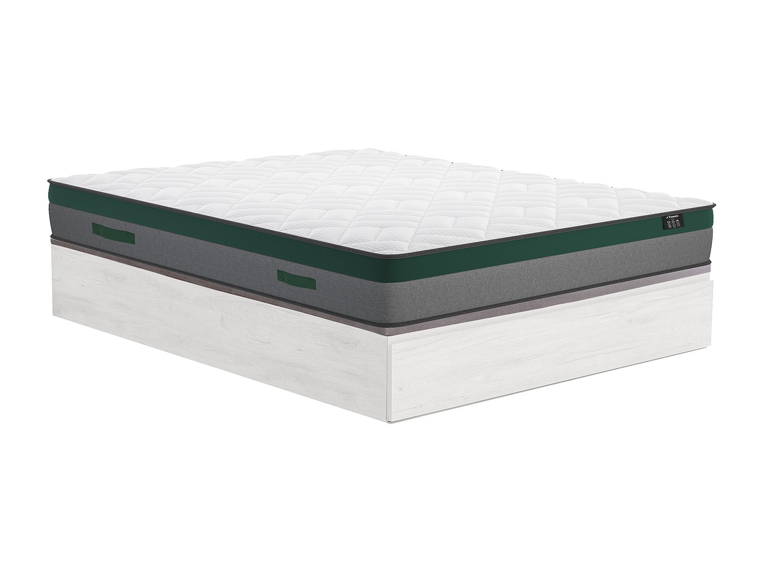 Set aus Bettgestell mit Bettkasten mit Schublade + Taschenfederkernmatratze - 140 x 190 cm - Stärke 22 cm - Weiß - PRESTIGE von YSMÉE