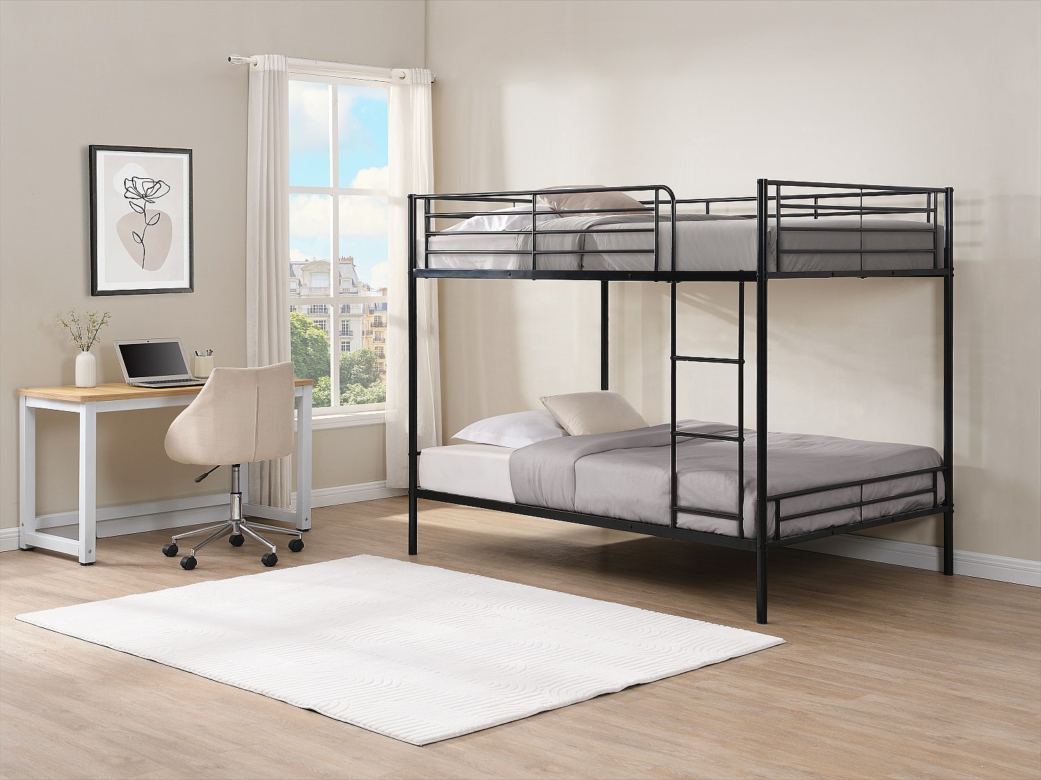 Etagenbett - 2 x 120 x 190 cm - Schwarz - DUOTIS II