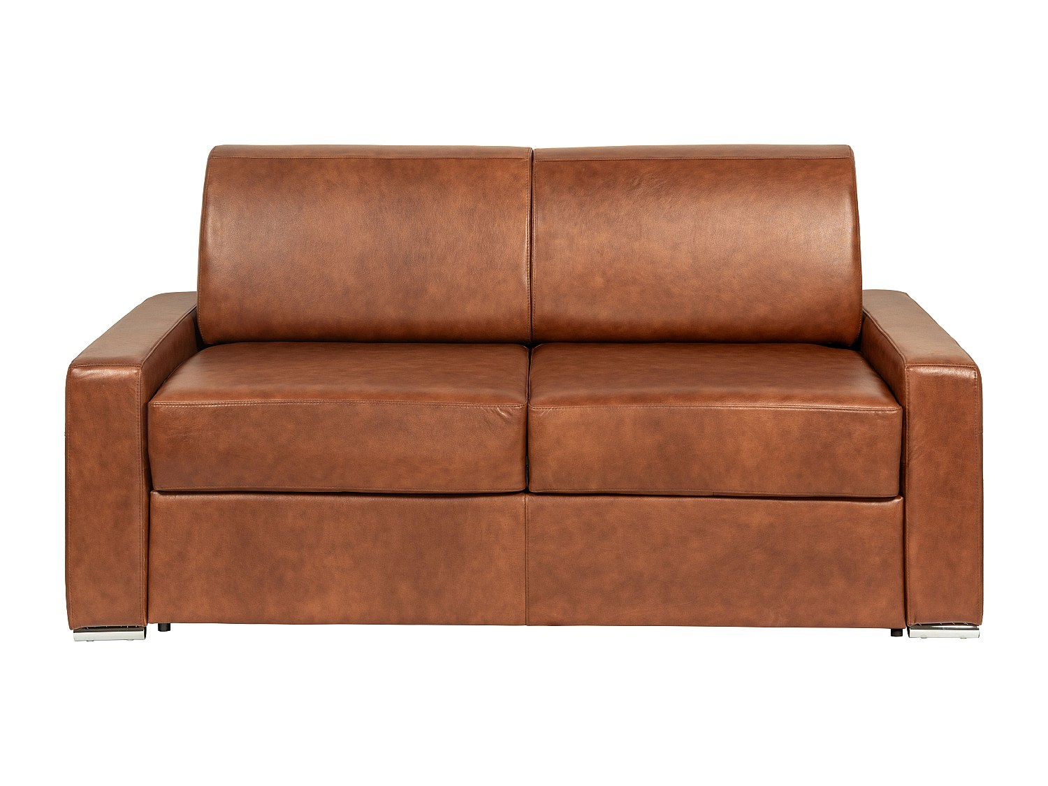 Schlafsofa mit Matratze 3-Sitzer - Liegefläche 140 cm - Matratze 22 cm mit Memory-Schaum - Büffelleder - Vintage Caramel - CALITO
