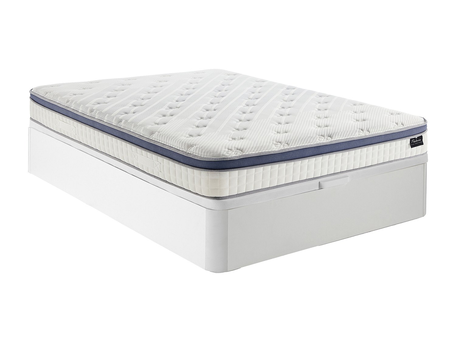 Bett-Set 160x200 cm - Bettkasten Weiß + Hybrid-Matratze Taschenfederkern 7 Zonen + Memory - 25 cm - MALAO von PALACIO