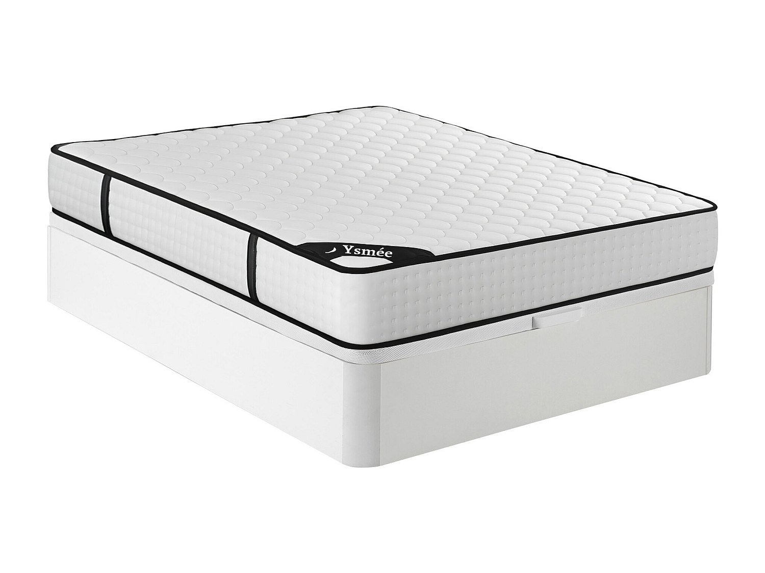 Bett-Set 140 x 190 cm, Bettkasten weiß + Matratze 7-Zonen-Taschenfederkern & Memory-Schaum, Höhe 22 cm - LUREAN von YSMÉE