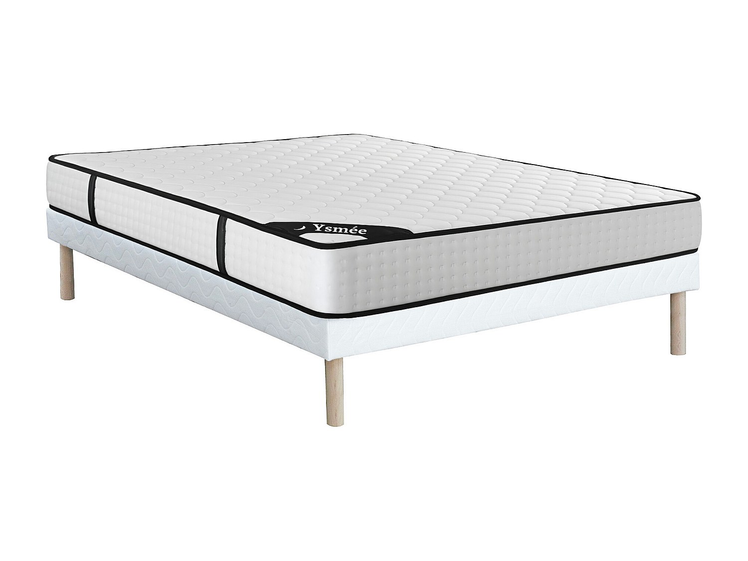 Bett-Set 140 x 190 cm, Polsterbett + Matratze 7-Zonen-Taschenfederkern & Memory-Schaum, Höhe 22 cm - LUREAN von YSMÉE