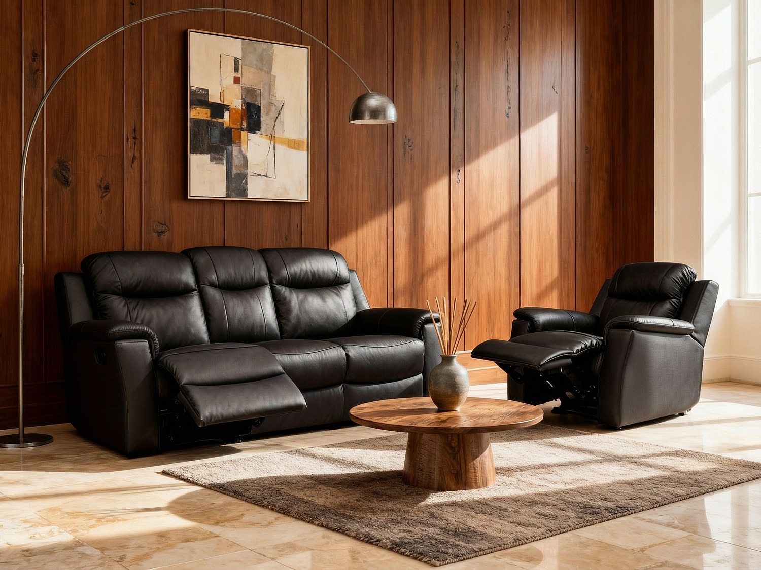 Relaxsessel Fernsehsessel Leder - Schwarz - EVASION