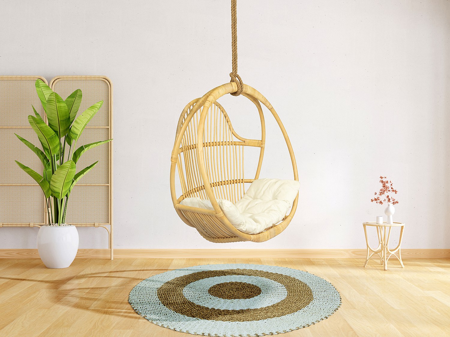 Hängesessel aus Natur-Rattan - BRIANNA