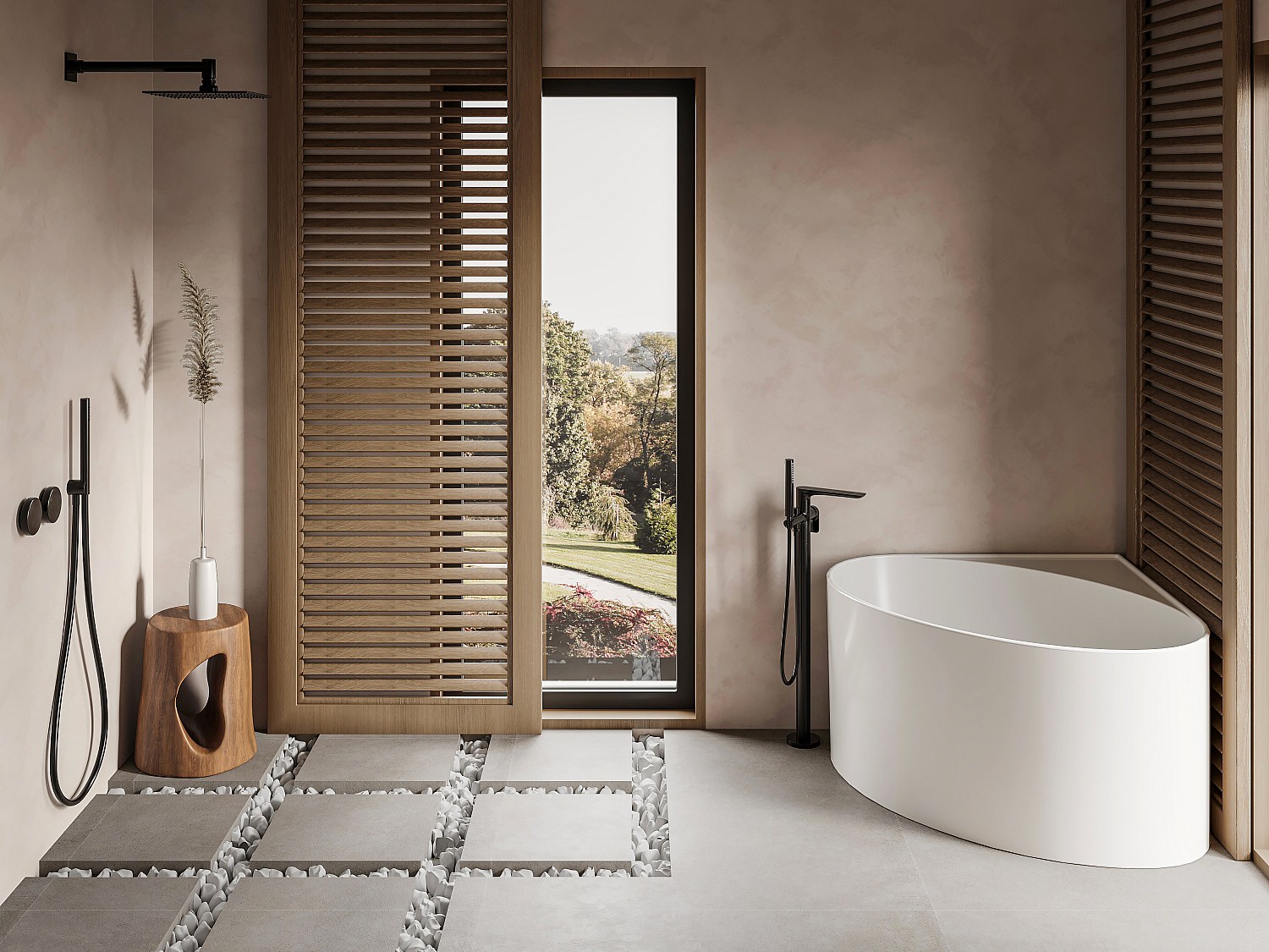 Eckbadewanne oval - Acryl - 176 L - 100 x 100 x 58 cm - Weiß matt - MARTA