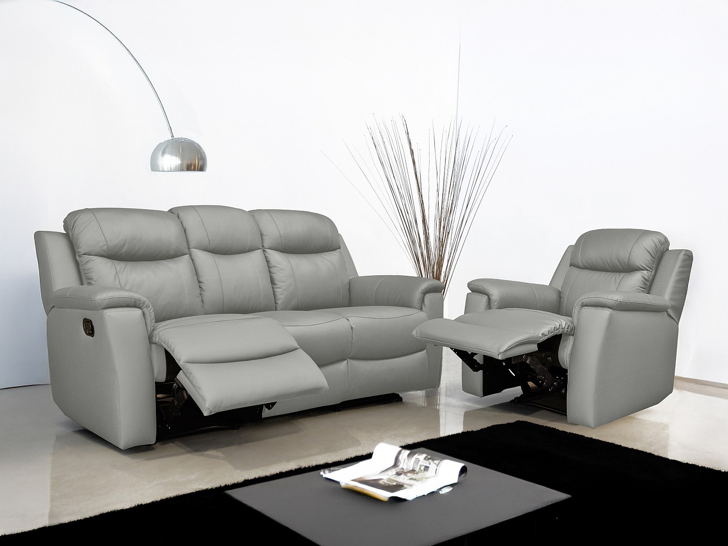 Relaxsessel Fernsehsessel Leder - Hellgrau - EVASION
