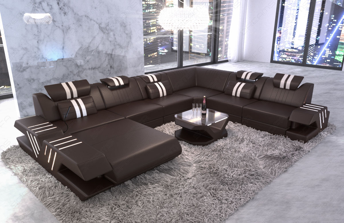 Mega Wohnlandschaft Venedig XXL – Leder Sofa