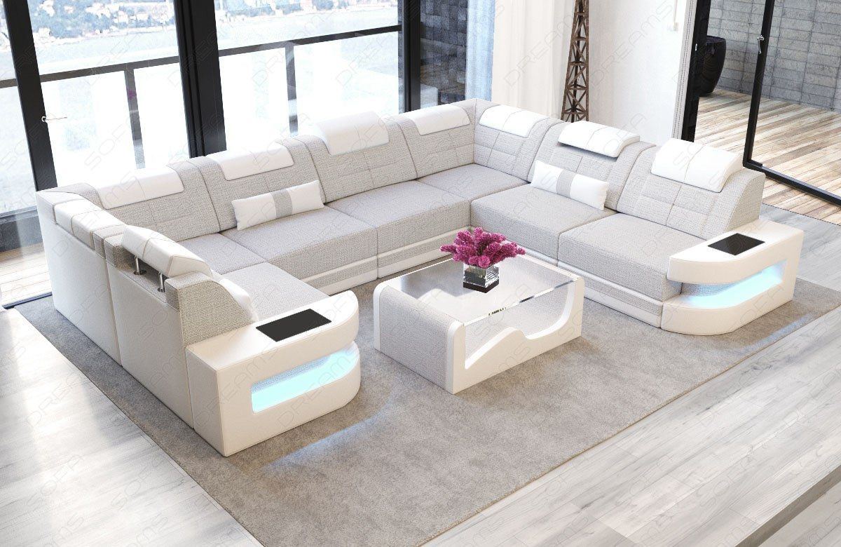 Mini Stoff Wohnlandschaft Como U-Form mit LED