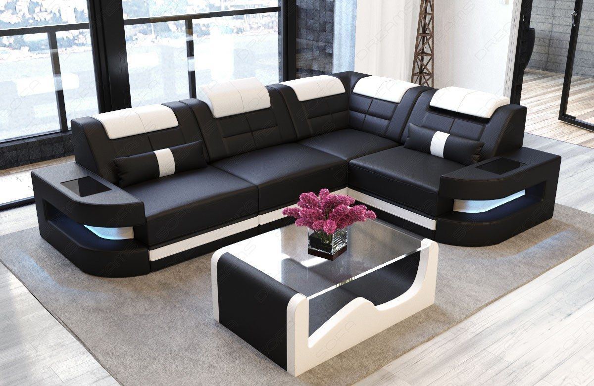 Mini Designersofa Como L-Form Leder