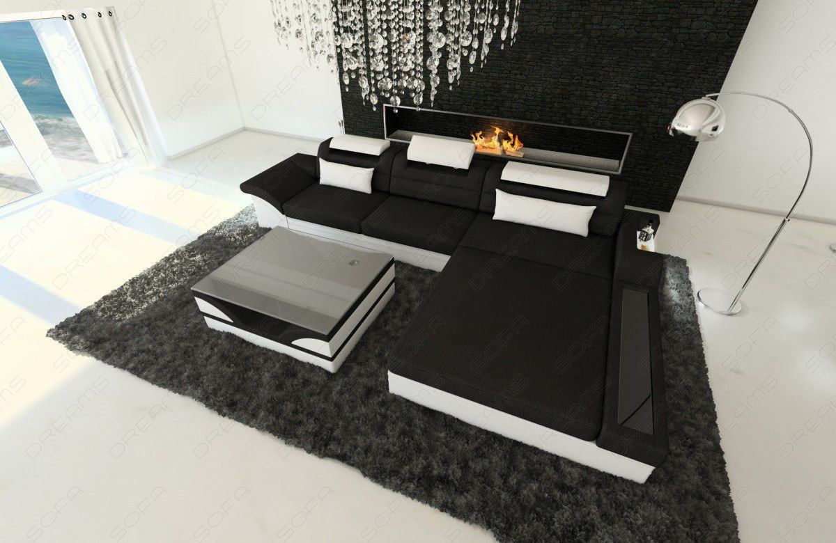 Design Stoffcouch Parma L Form mit LED-Beleuchtung