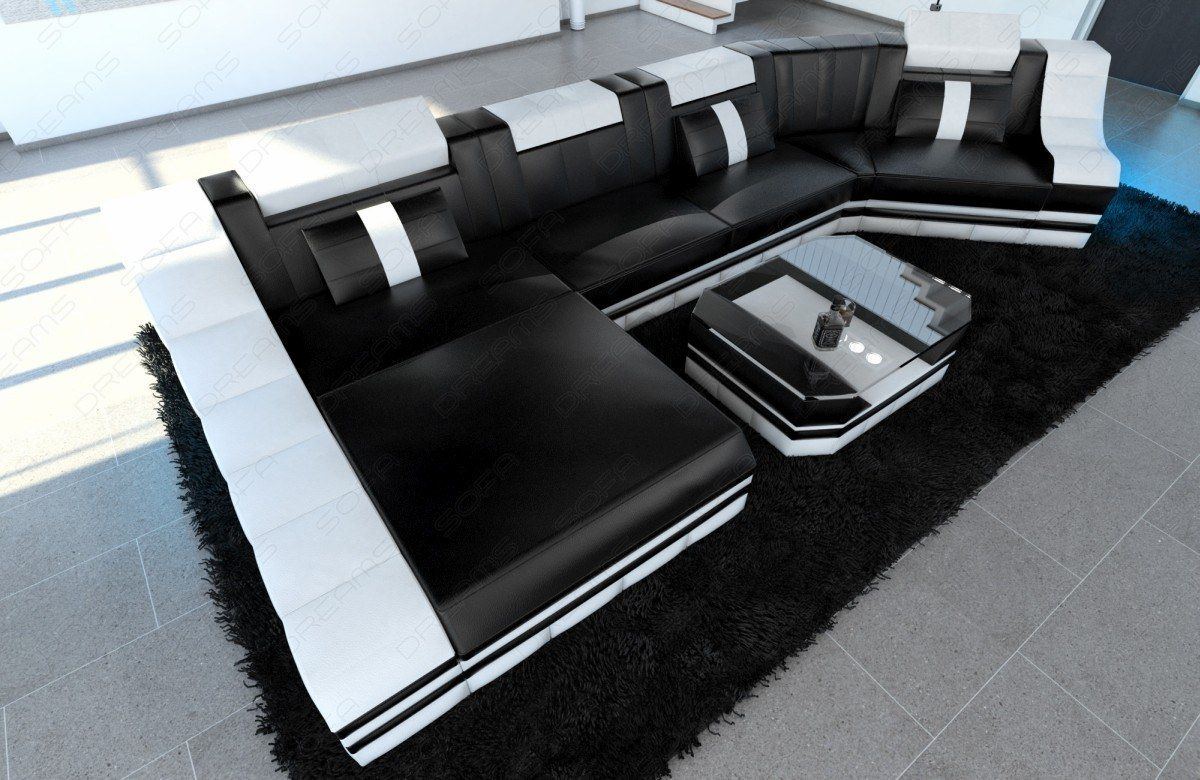 Luxus Wohnlandschaft Turino C-Form mit LED