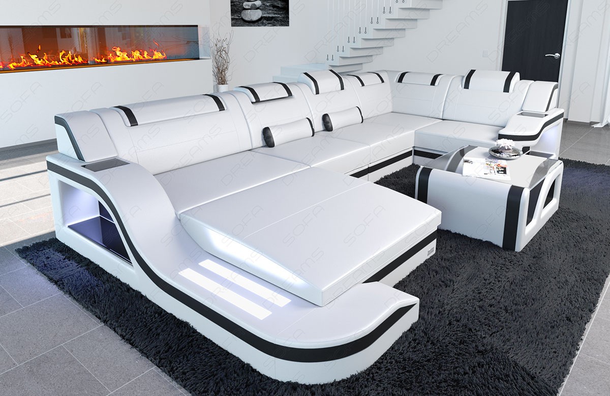 Design Wohnlandschaft Palermo U-Form mit LED