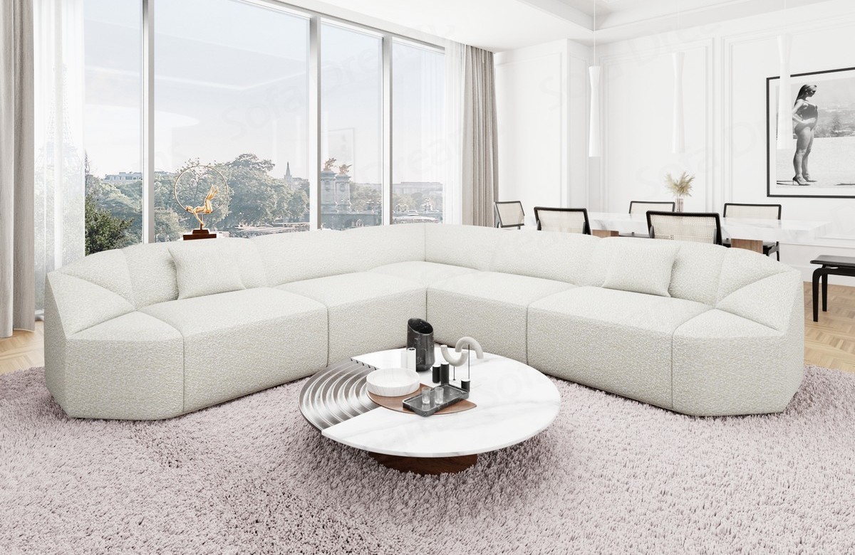 L-Form Stoffsofa Cabrera