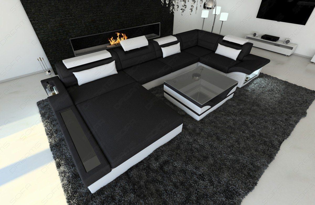 Wohnlandschaft Mezzo Materialmix mit LED