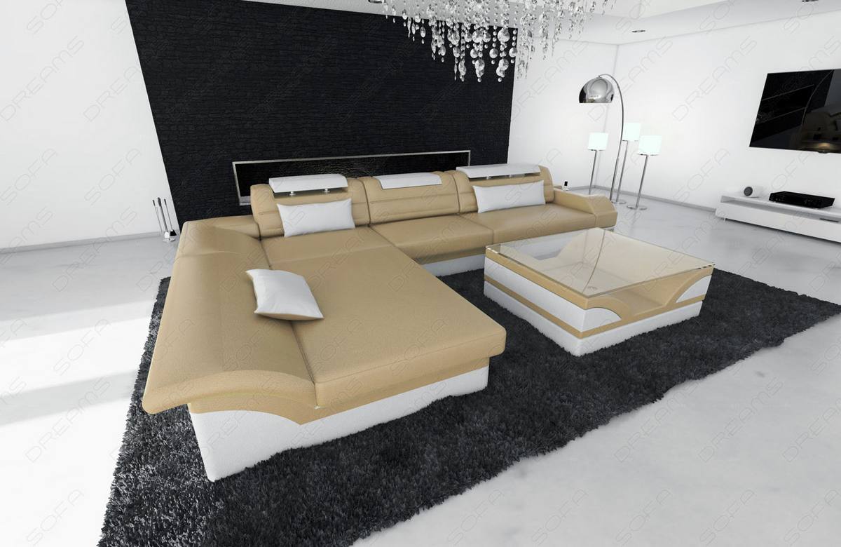 Mini Designer Ledersofa Monza L-Form – Eleganz Pur