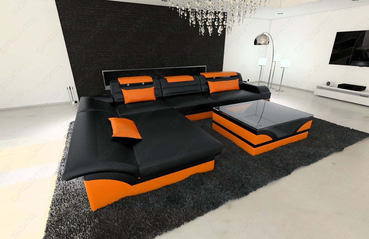 Designer Ledersofa Monza L-Form