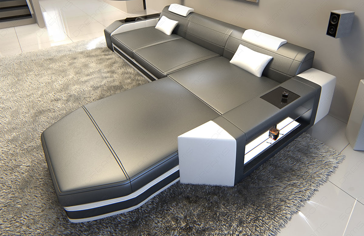 Mini Designersofa Prato L-Form mit LED-Beleuchtung