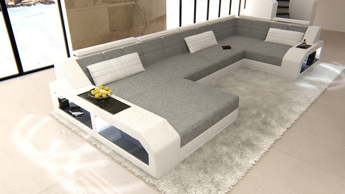 Polster-Wohnlandschaft Arezzo U-Form mit LED