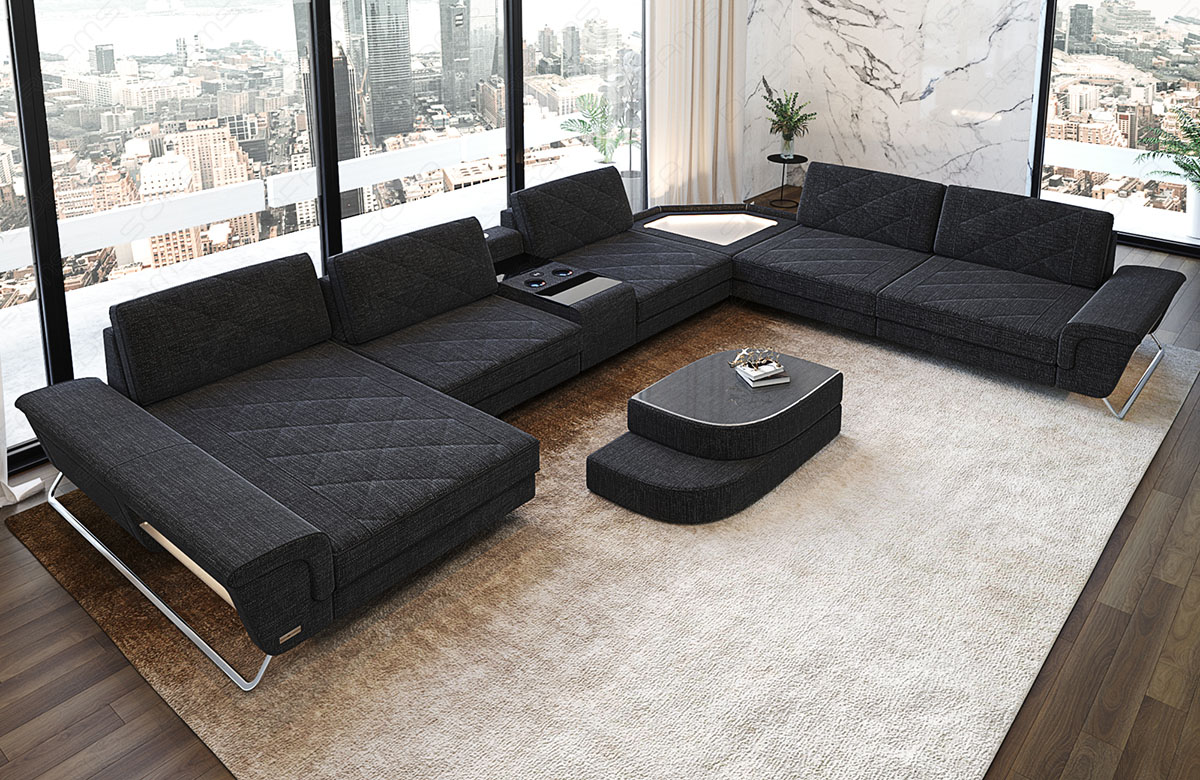 XXL Stoff Wohnlandschaft Ferrara – Komfort