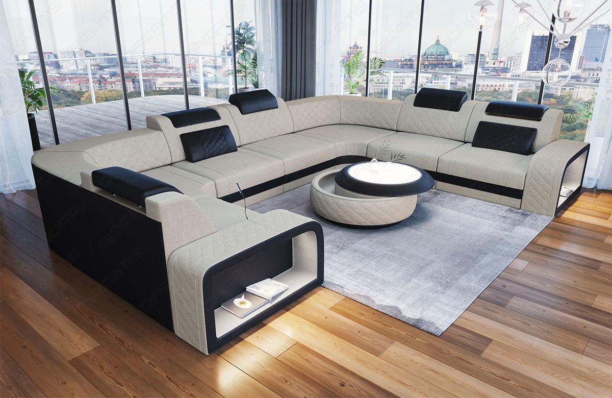 Elegante Polster-Wohnlandschaft Foggia U Form Mini