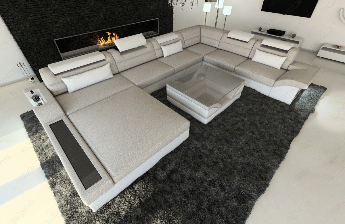 Mini Stoff Wohnlandschaft Mezzo XXL Materialmix