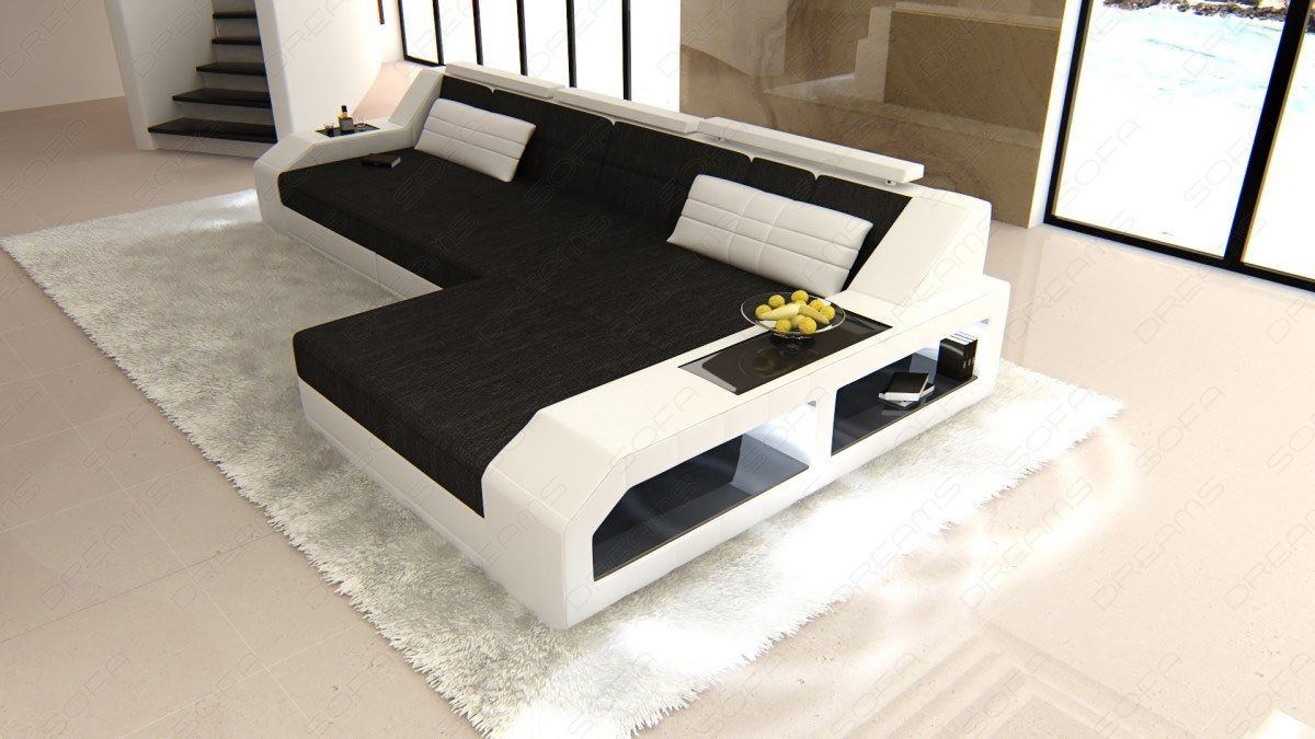 Polster-Couch Arezzo L-Form mit LED-Beleuchtung