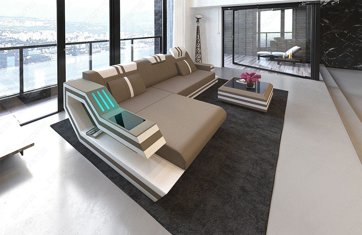 Polstersofa Materialmix Ravenna L-Form LED