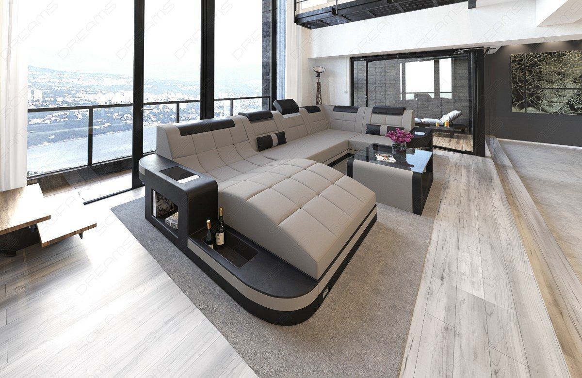 Mini Stoff Wohnlandschaft Wave U-Form mit LED