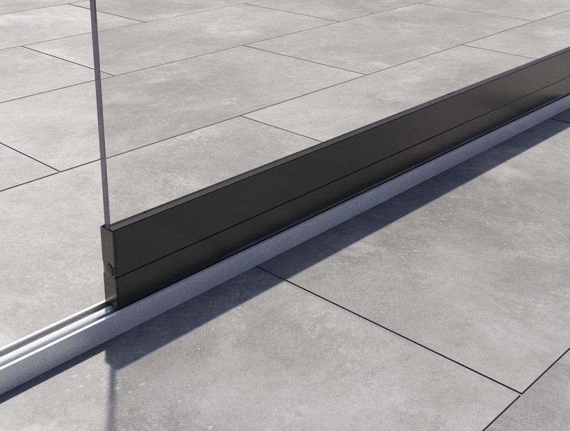 Glasschiebewand in Matt Anthrazit, 1960 mm (1-spurig) x 2000 mit Klarglas