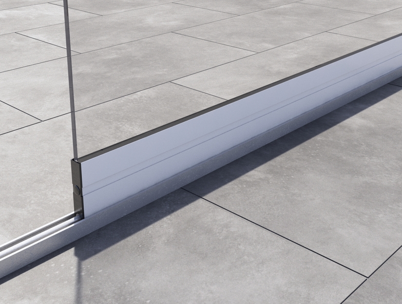 Glasschiebewand in Matt Weiß, 1960 mm (1-spurig) x 2000 mit Milchglas