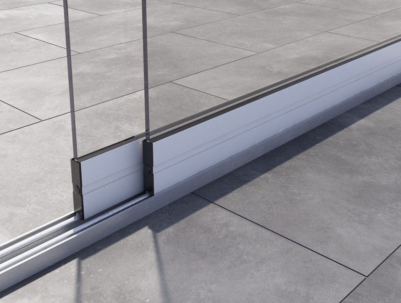 Glasschiebewand in Matt Weiß, 1960 mm (2-spurig) x 2000 mit Milchglas